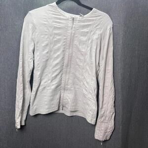 Y2K Ravel Size‎ L Textured Zip Front Jacket Top Textured White Zip Cuffs